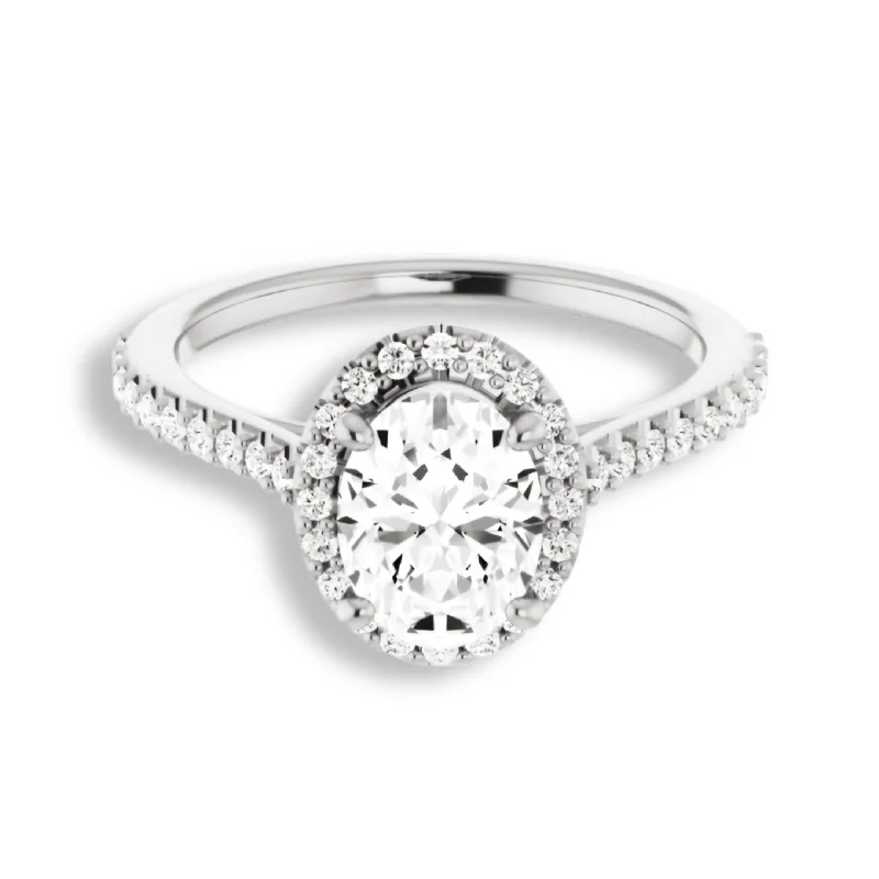 classic engagement rings for women -Oval Cut Diamond Halo Engagement Ring