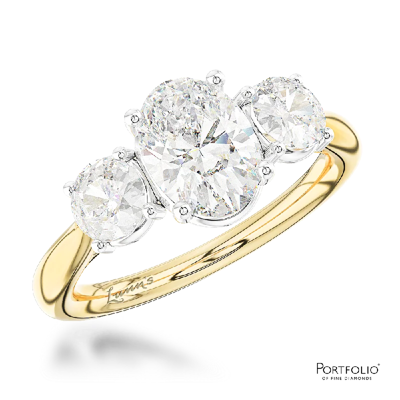 stylish gold rings for women -Three Stone 0.90ct F VS2 Diamond Yellow Gold/Platinum Ring