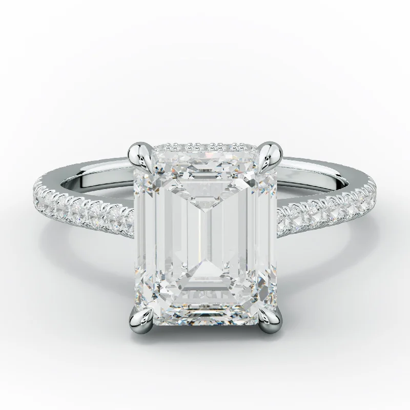 alternative gemstone engagement rings -Aria Emerald Cut Diamond Engagement Ring