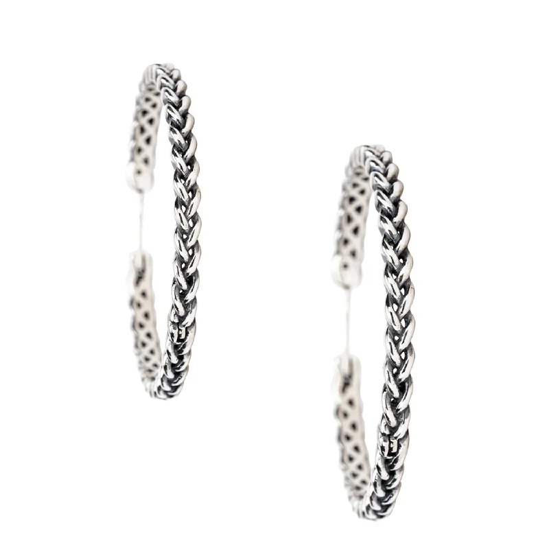 silver earrings for women -Silver Eclipse Large Hoop Earrings