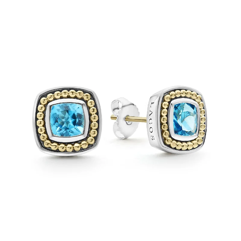 trendy earrings for women -Rittenhouse Swiss Blue Topaz Stud Earrings