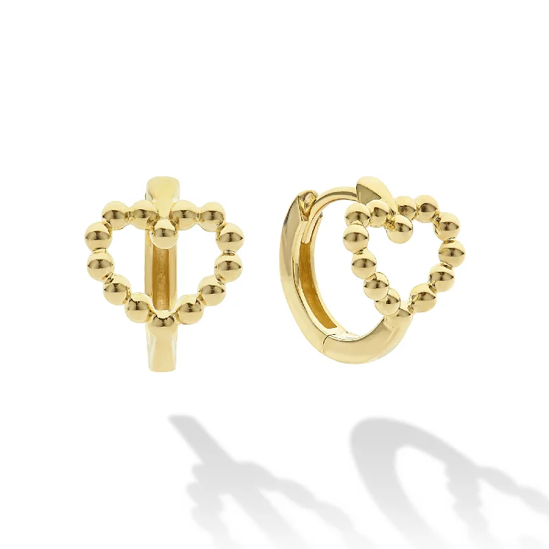 large hoop earrings -Caviar Gold 18K Gold Heart Huggie Earrings