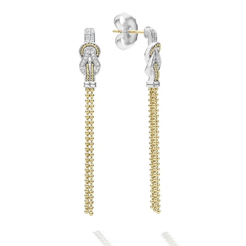 colorful earrings for women -Newport Two-Tone Knot Diamond Tassel Earring