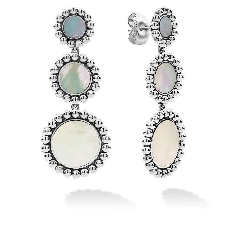 fancy earrings for women -Maya Three Mother of Pearl Circle Drop Earrings