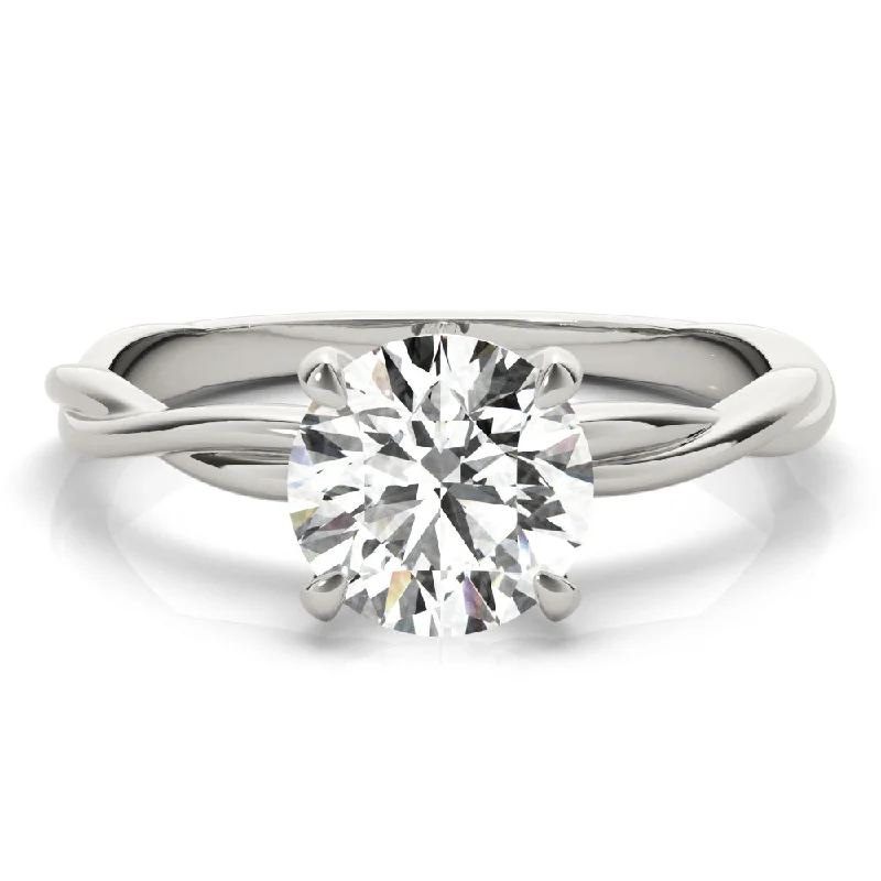 classic princess cut engagement rings -Twisted Vine Round Diamond Solitaire Engagement Ring