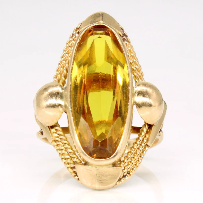 statement rings for women -Synthetic Yellow Sapphire Cocktail Ring | 5.00ct | SZ 4.75 |