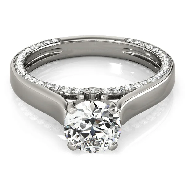 silver diamond engagement rings -Estella Round Diamond Solitaire Engagement Ring