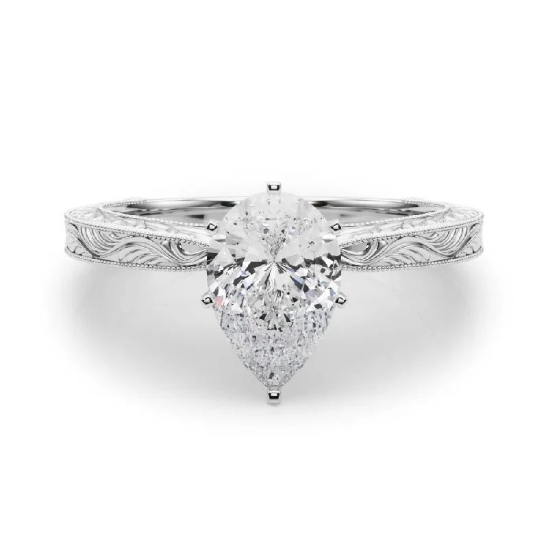 designer engagement rings -Victoria Pear Diamond Solitaire Engagement Ring