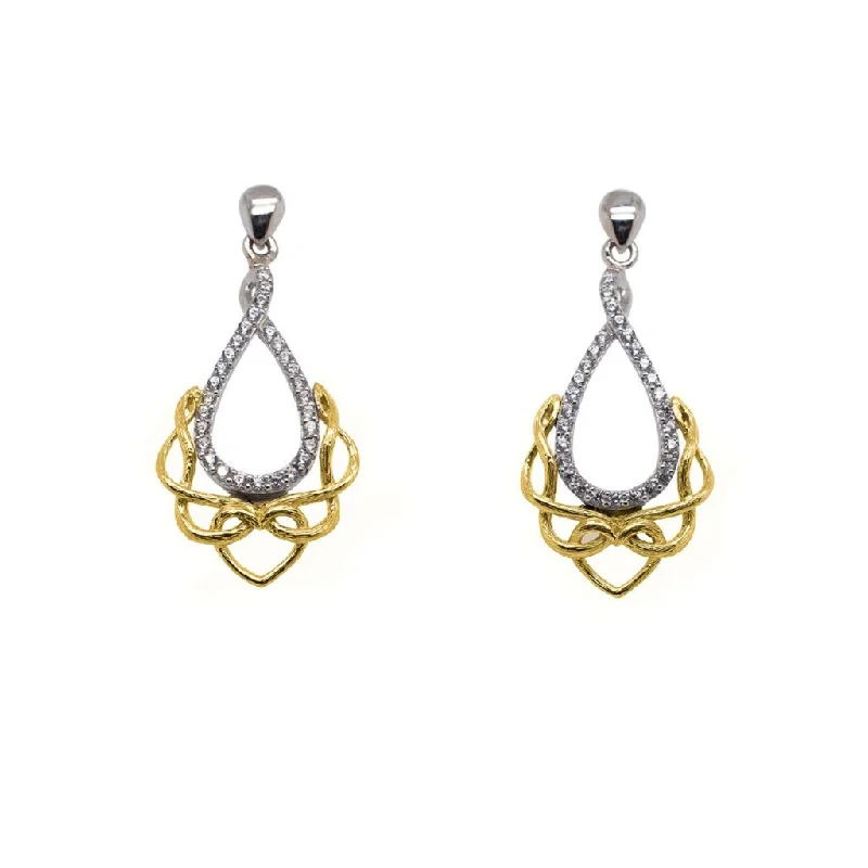 gemstone earrings for women -Silver and 10k Yellow or Rose Gold Love's Chalice Post Earrings