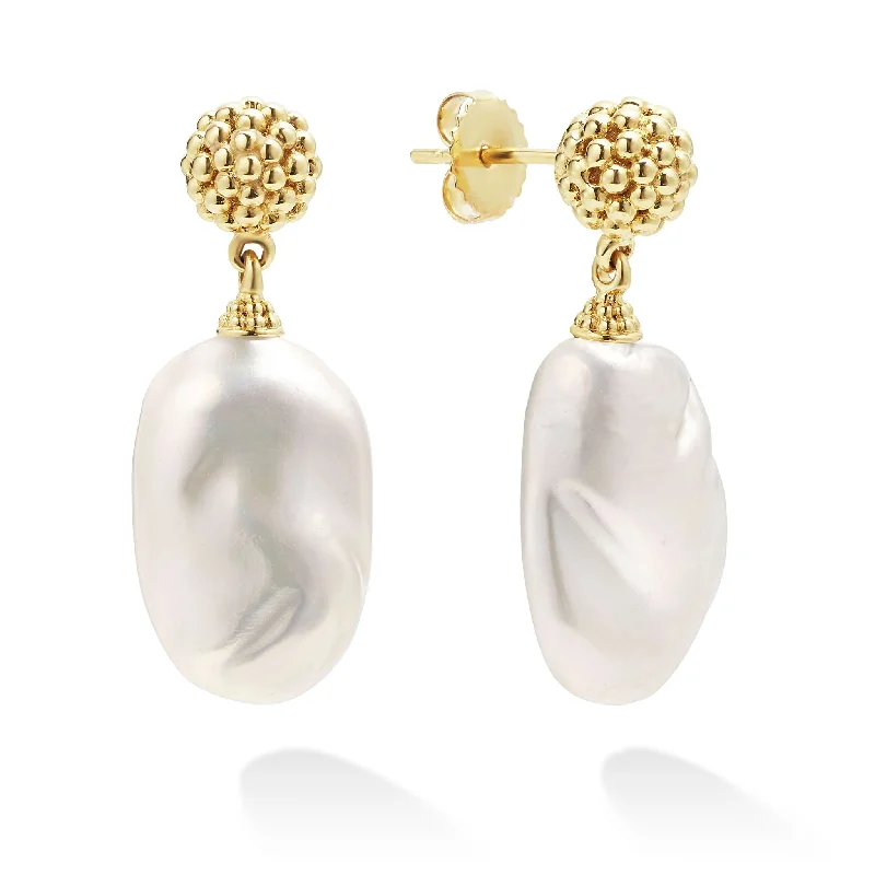 minimalist earrings for women -Luna Baroque Pearl Drop Earrings