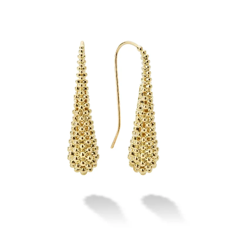 bohemian earrings for women -Caviar Gold 18K Gold Caviar Drop Earrings