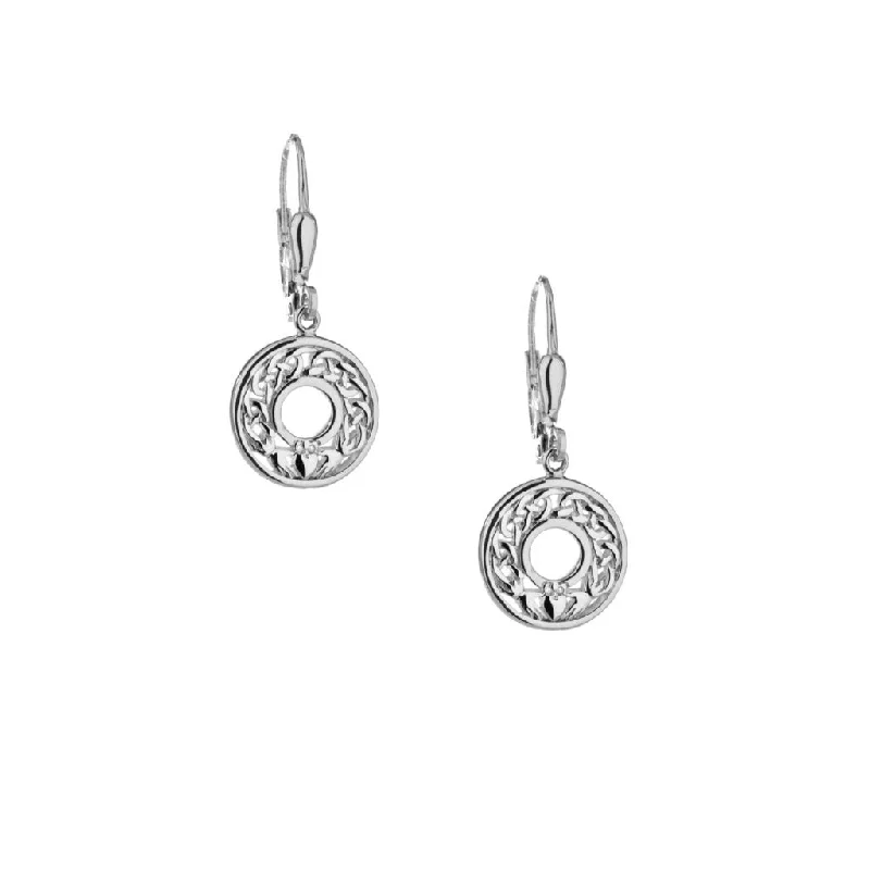 stud earrings for women -Silver Claddagh Earrings