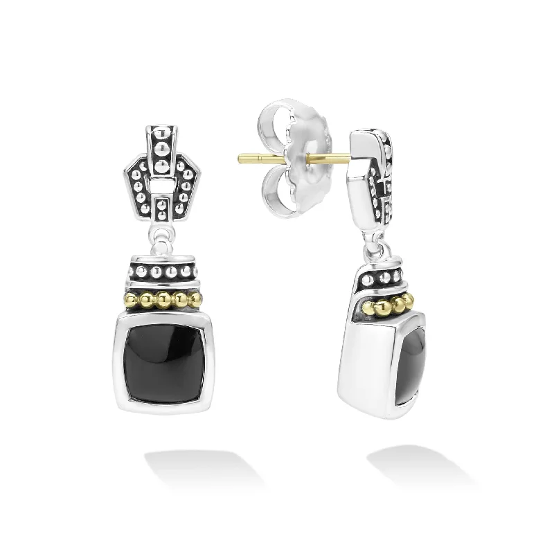 crystal stud earrings -Caviar Color Onyx Drop Earrings