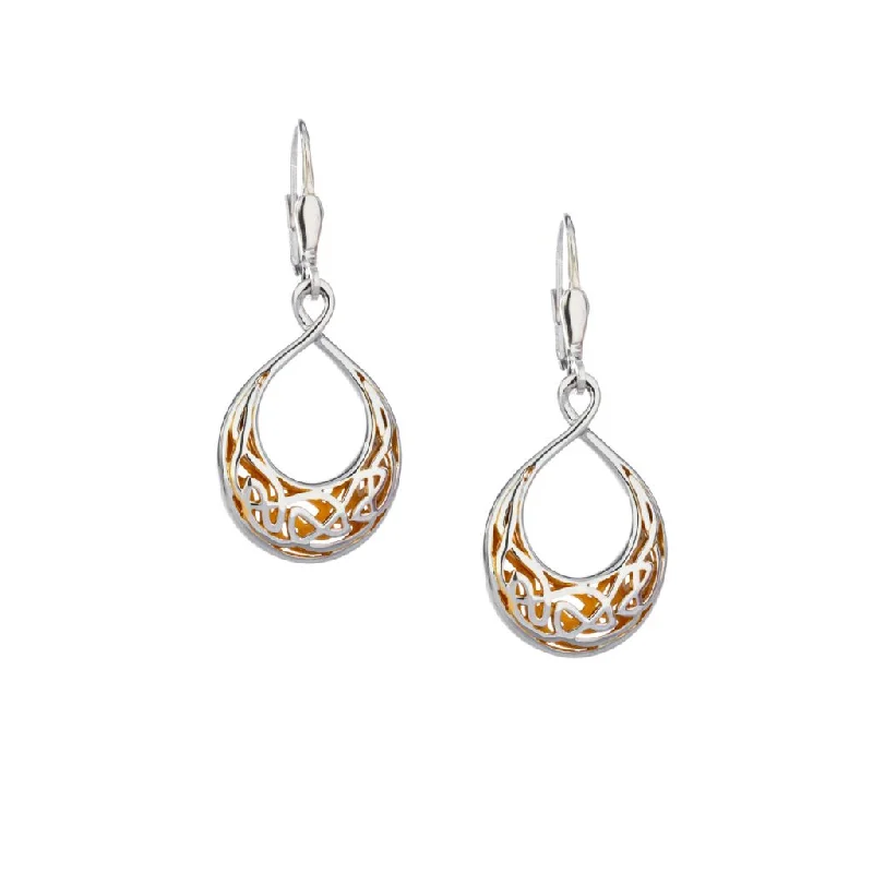 diamond stud earrings for women -Silver with 22k Gold Gilding Window to the Soul Teardrop Earrings