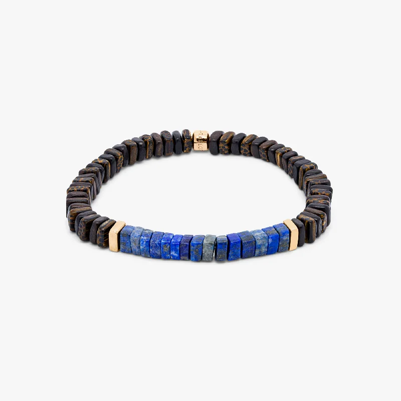 antique bangles for women -Legno bracelet in lapis, palm and ebony wood with rose gold plated sterling silver