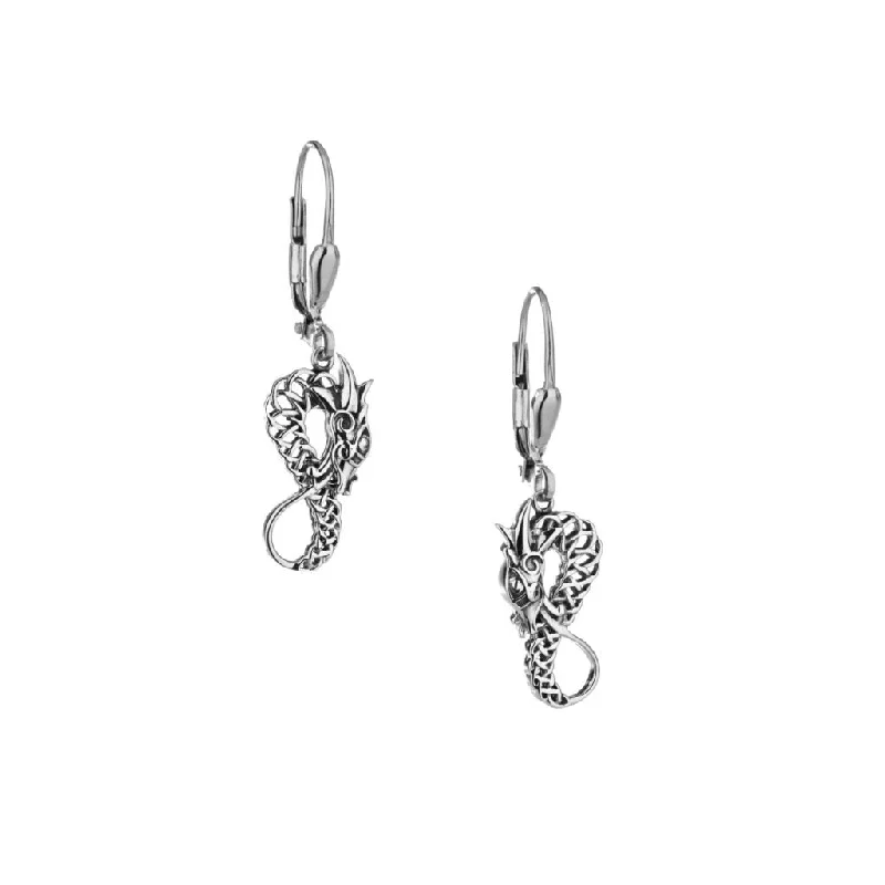 statement earrings for women -Silver or Silver and Bronze Dragon Earrings