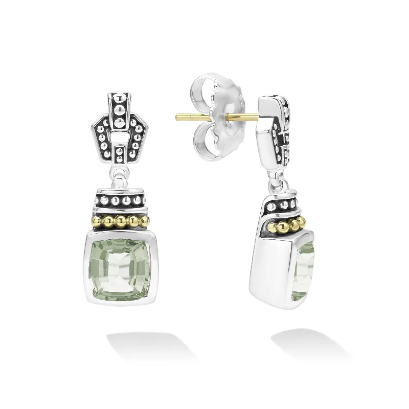 sophisticated diamond earrings -Caviar Color Prasiolite Drop Earrings