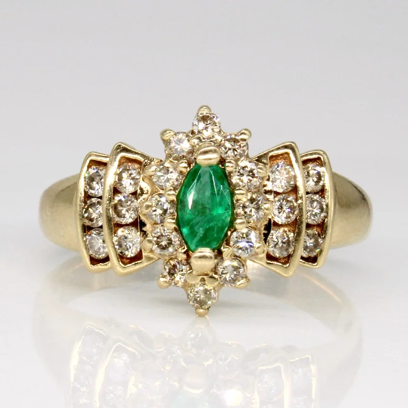 women’s vintage engagement rings -Diamond & Emerald Cocktail Ring | 0.50ctw, 0.14ct | SZ 7.75 |