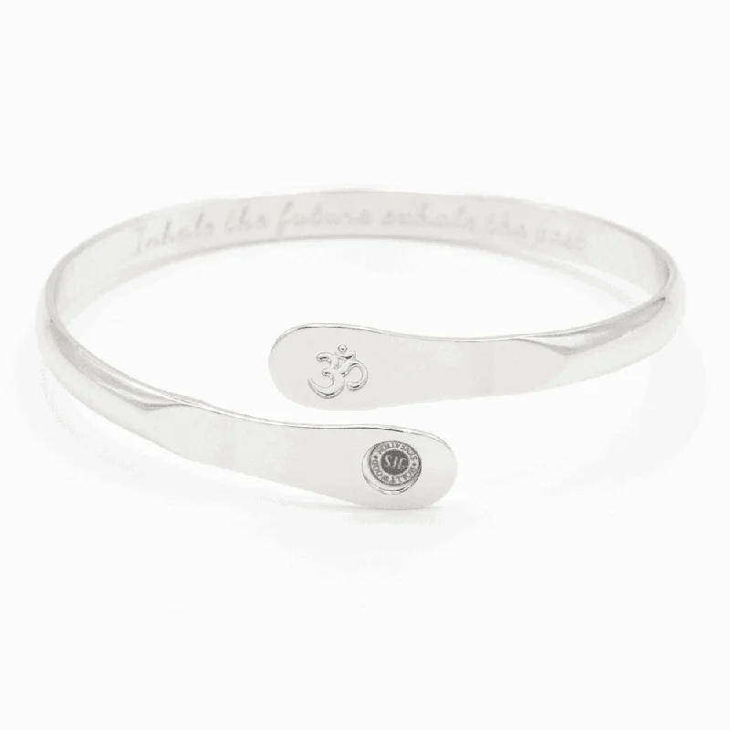 women’s stretch bracelets -Yoga Bracelets, Om Bracelets, Engraved Bracelets Inhale the future exhale the past- The Om Symbol