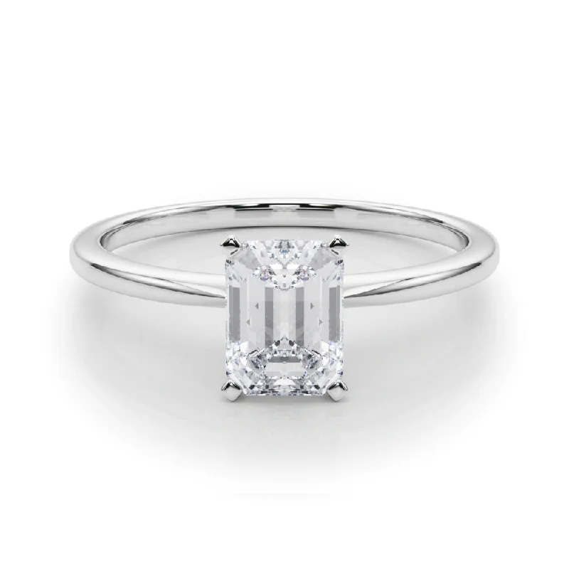 emerald cut engagement rings for women -Angelica Emerald Diamond Solitaire Engagement Ring