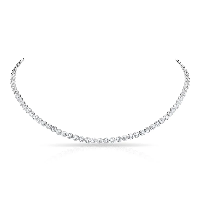 elegant gold necklaces for women -14KT White Gold Diamond Akemi Choker Necklace