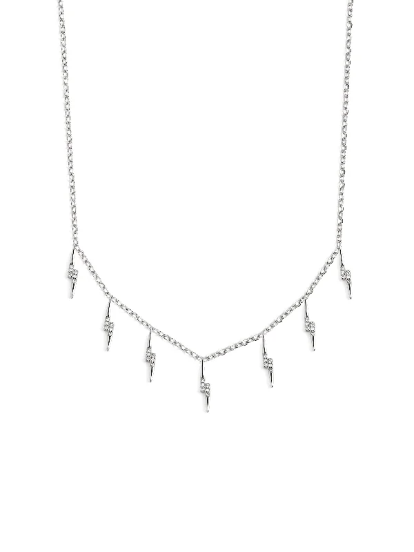 women’s necklaces -Mini Lightning Sparks Silver Necklace