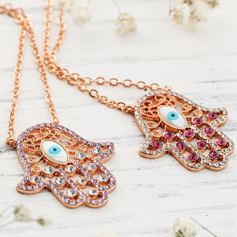 luxury diamond necklaces for women -Hamsa Eye Necklace