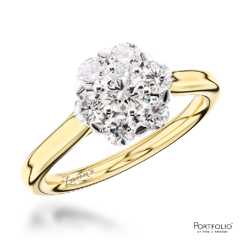 luxury rings for women -Cluster 0.16ct F SI Diamond Yellow Gold/Platinum Ring