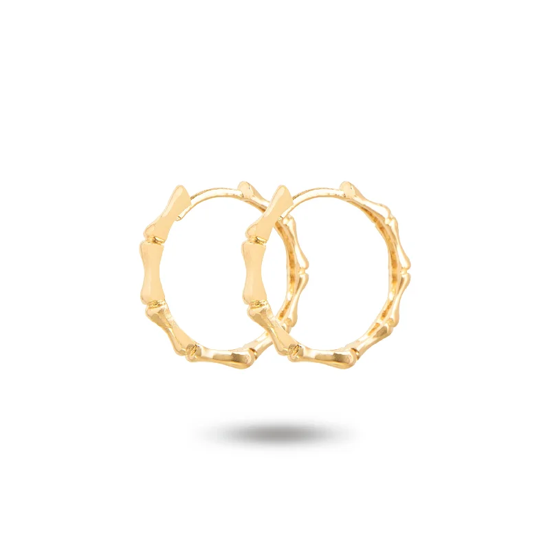 crystal stud earrings -Yellow Gold Bamboo Hoop Earrings