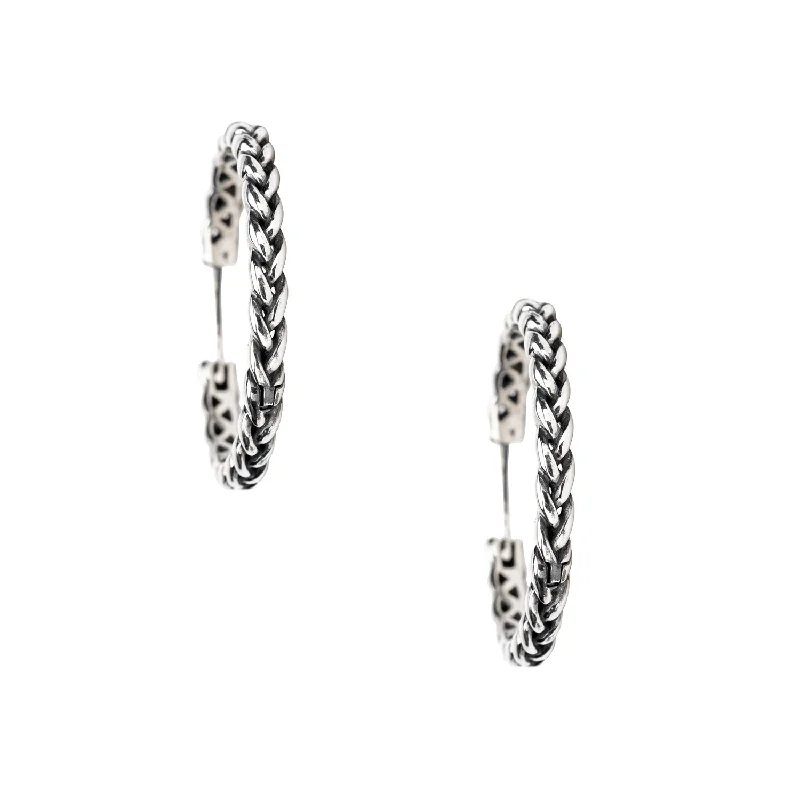 unique designer earrings -Silver Eclipse Medium Hoop Earrings